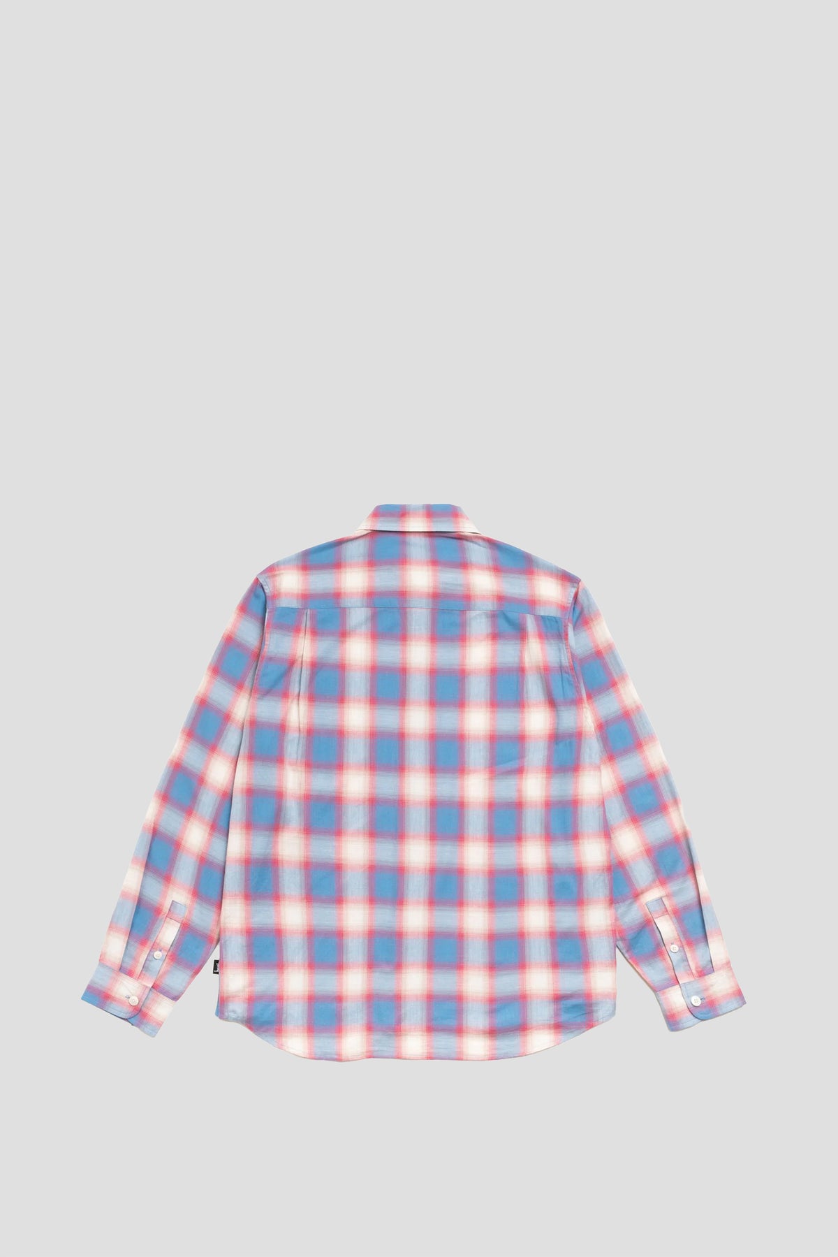 STUSSY BEACH OMBRE PLAID SHIRT BLUE