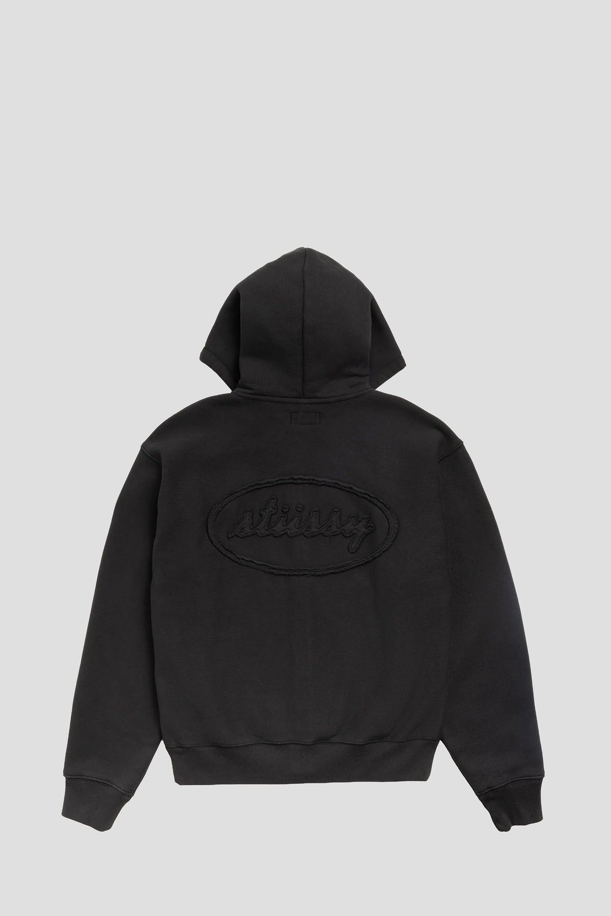 STUSSY CURSIVE APPLIQUE HOOD BLACK