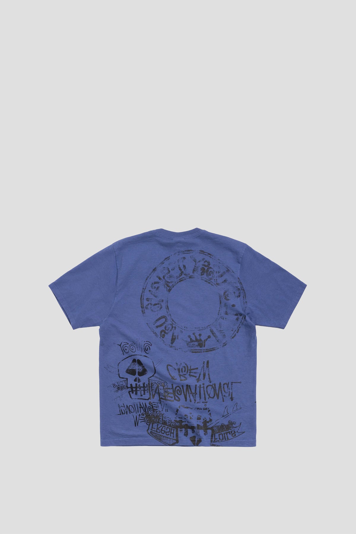 STUSSY SKULLS STACK PIG. DYED TEE INDIGO
