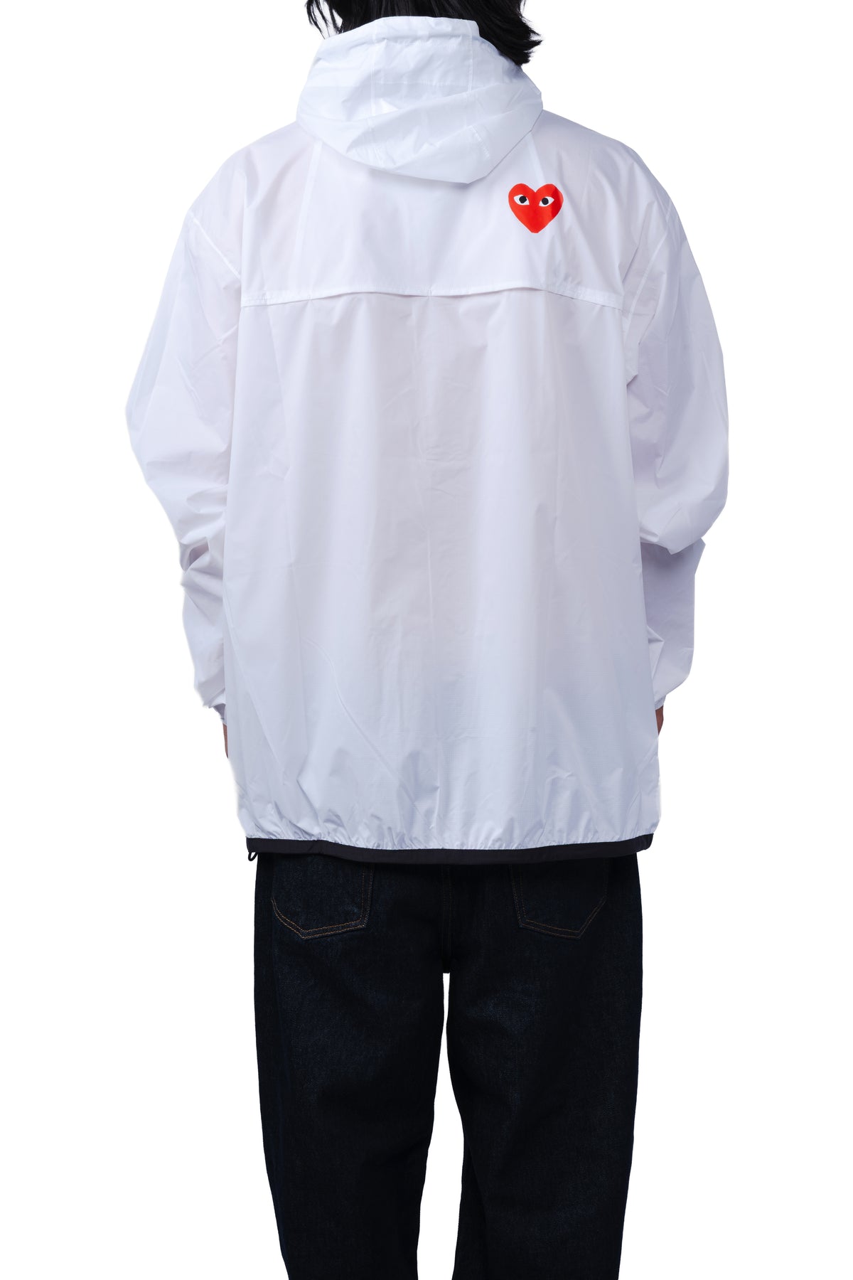 CDG PLAY X K-WAY HOODIE FULL ZIP WHITE