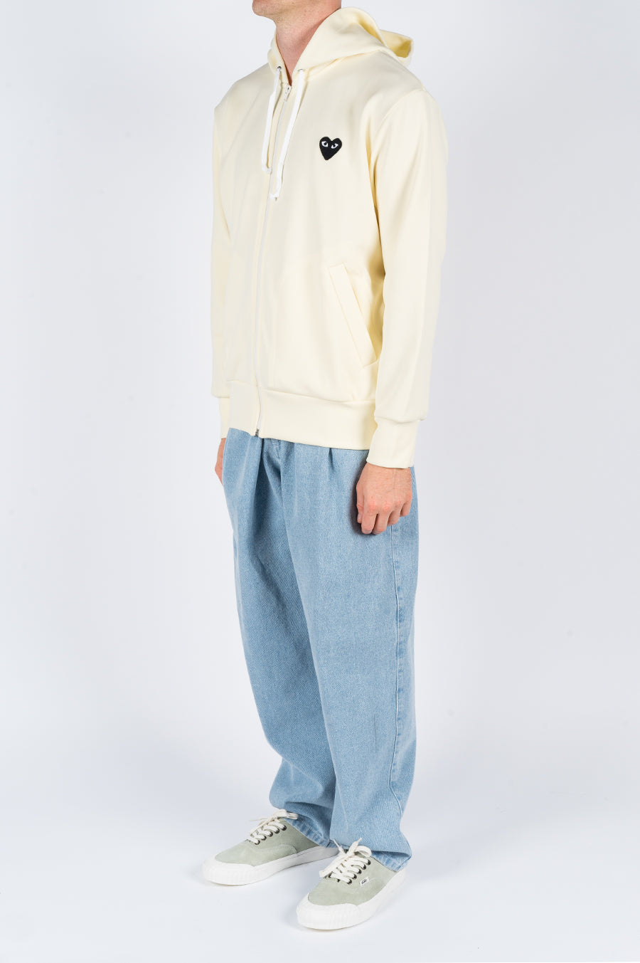 COMME DES GARCONS PLAY HOODIE JACKET IVORY - BLENDS