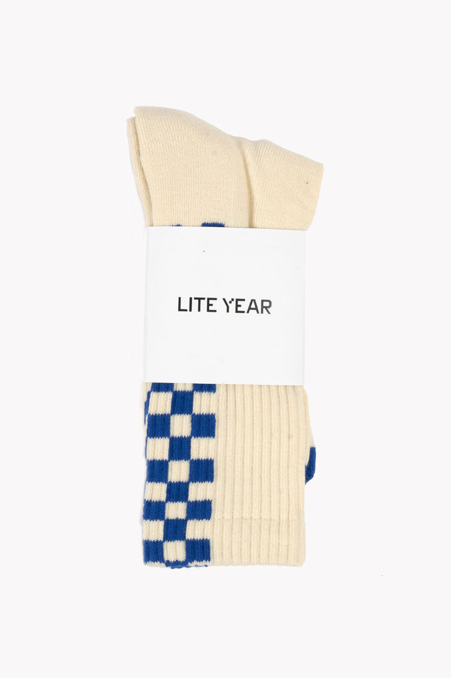 COTTON CHECK CREW SOCKS ROYAL BLUE