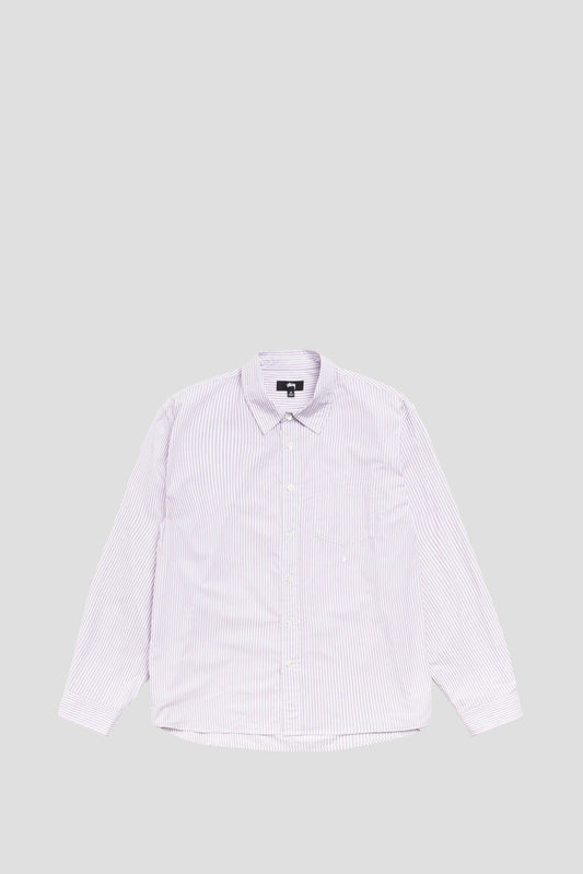 STUSSY STANDARD LONG SLEEVE SHIRT PURPLE STRIPE