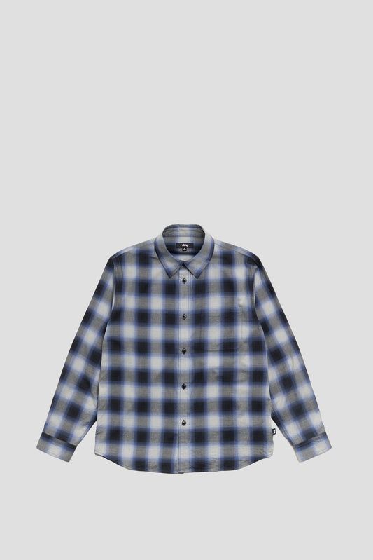 STUSSY BEACH OMBRE PLAID SHIRT BLACK