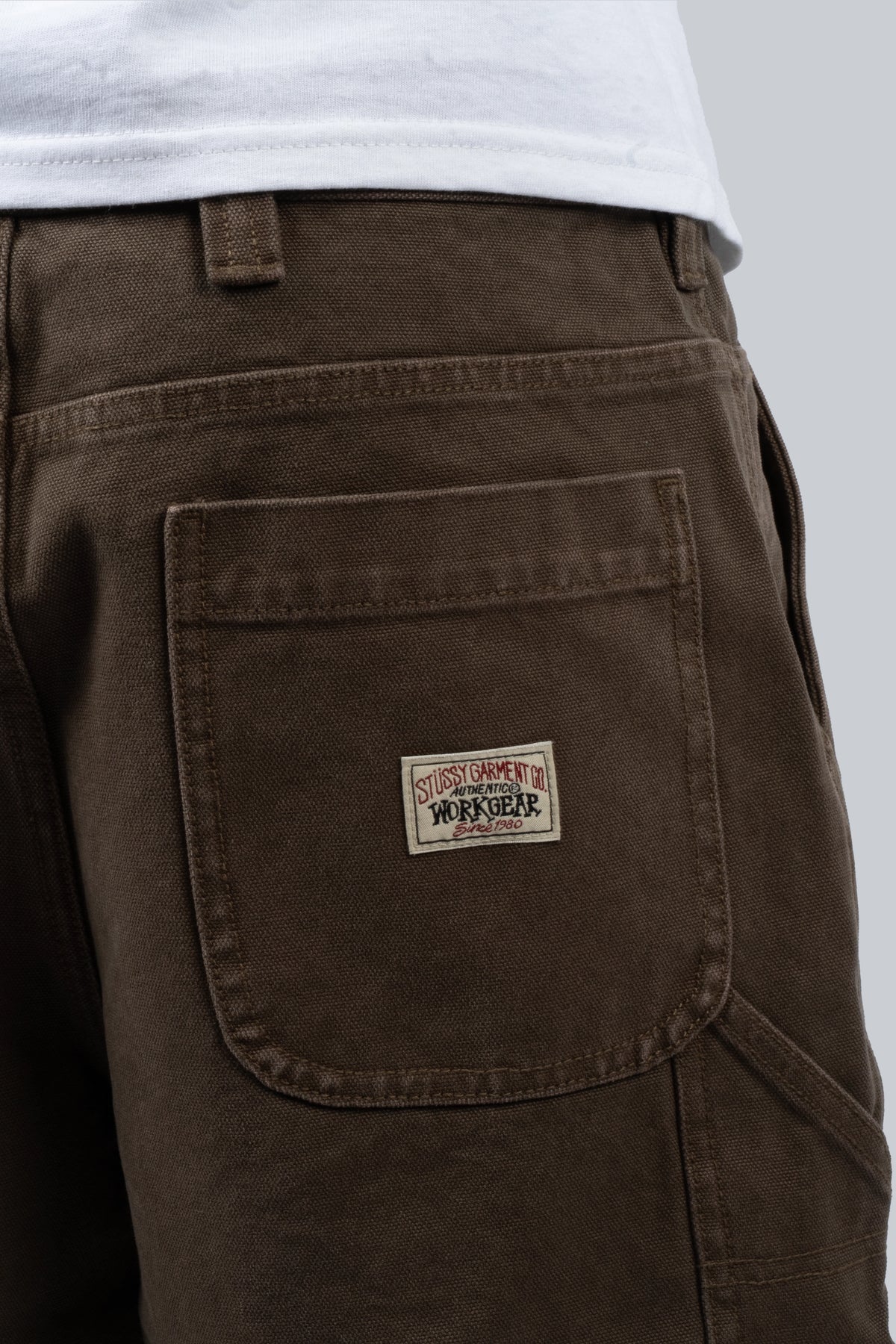 STUSSY WORK SHORT WASHED CANVAS BROWN