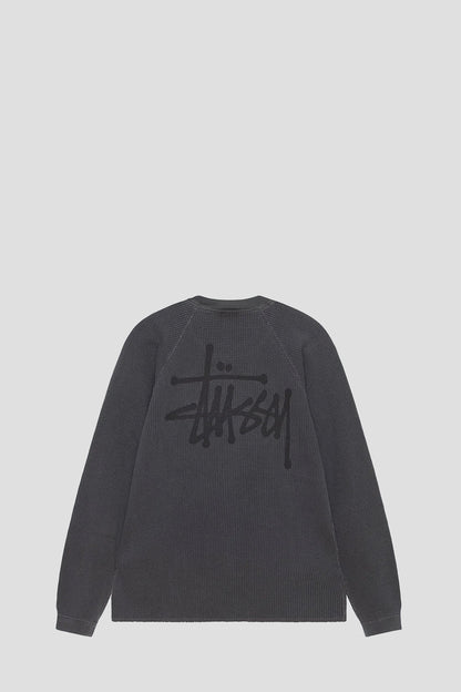 STUSSY RAGLAN THERMAL LONGSLEEVE WASHED BLACK