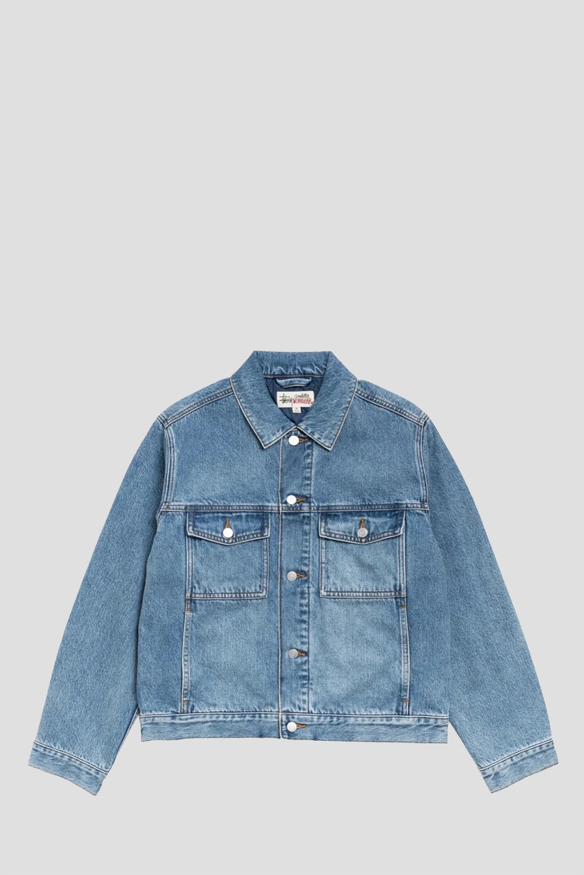 STUSSY LINED TRUCKER DENIM INDIGO STONE WASH