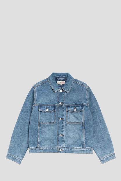 STUSSY LINED TRUCKER DENIM INDIGO STONE WASH