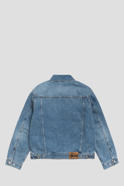 STUSSY LINED TRUCKER DENIM INDIGO STONE WASH