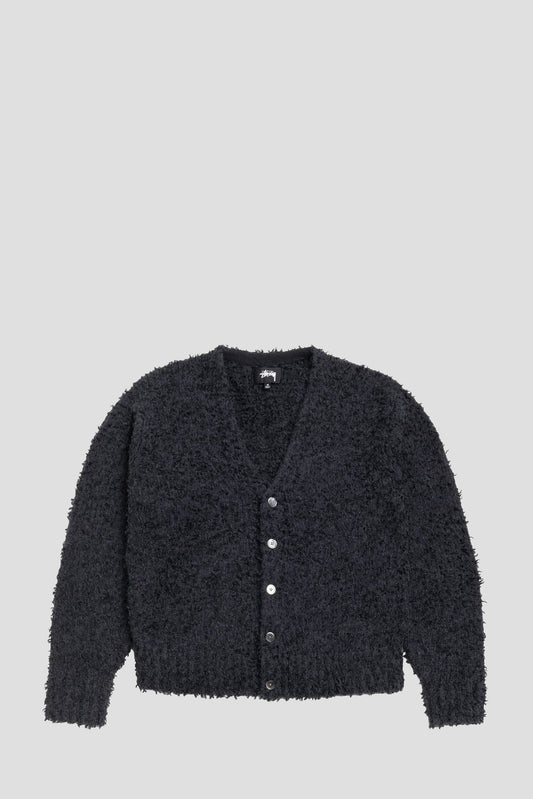 STUSSY TEXTURED CARDIGAN BLACK