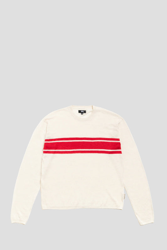 STUSSY STRIPED LONG SLEEVE SWEATER BONE