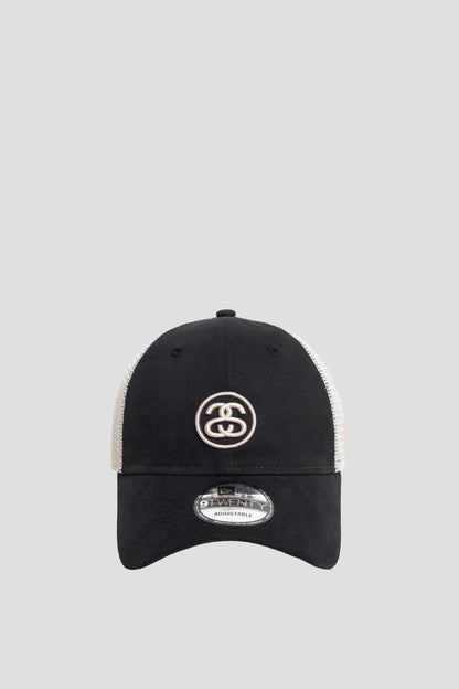 STUSSY x NEW ERA SS LINK TRUCKER 9TWENTY NIGHT BLACK