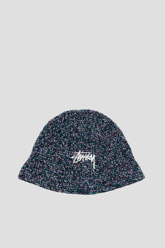 STUSSY HEMP STOCK BUCKET HAT MULTI NAVY