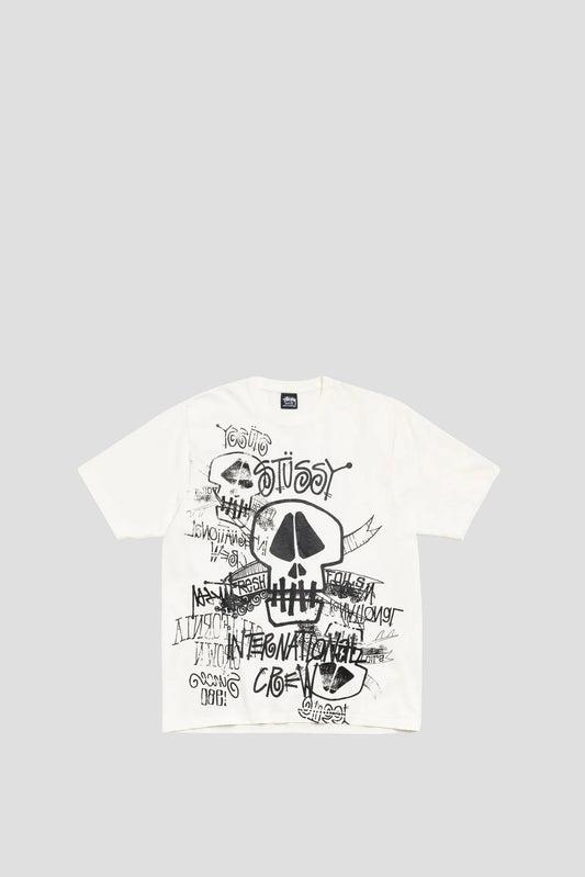 STUSSY SKULLS PIG. DYED TEE NATURAL