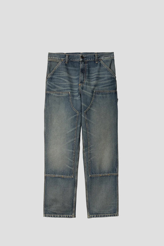 CARHARTT WIP DOUBLE KNEE PANT DENIM BLUE USED WASH