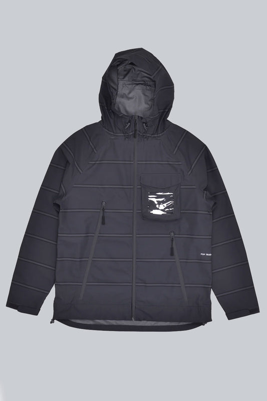 POP TRADING COMPANY STRIPED ORACLE JACKET ANTRACITE